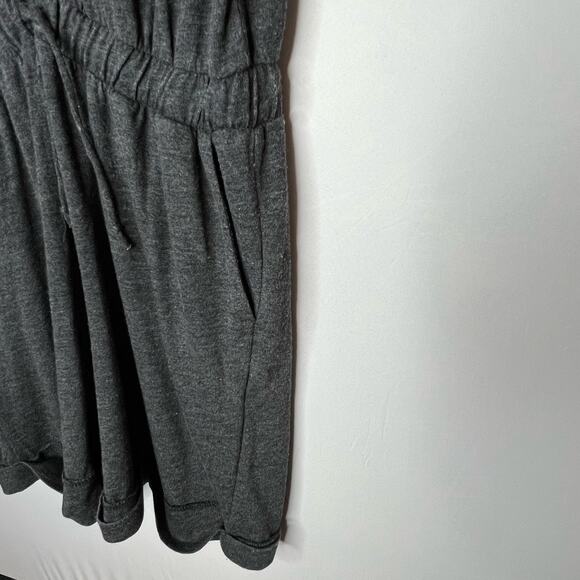 Chaser Zippered Front Knit Charcoal Gray Romper With Pockets Size Medium - Picture 4 of 7